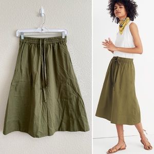 •Madewell• Olive Green Drawstring Circle Skirt